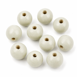 20 x Houten kralen rond 8 x 7 mm – gat 2 mm – Floral White