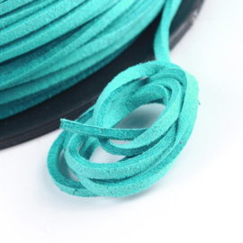 2 meter Faux suède veter  breed  3mm kleur: turquoise