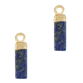 1 x Natuursteen hangers lapis lazuli tube Sapphire blue-gold