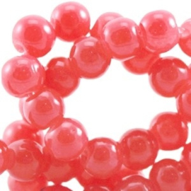 30x Glaskralen opaal vintage 6 mm Soft rose pink