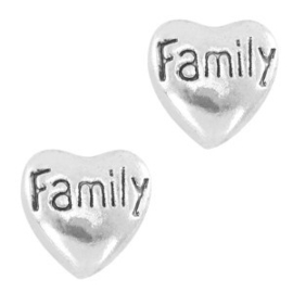 2 x Floating Charms Family Antiek Zilver 8 mm