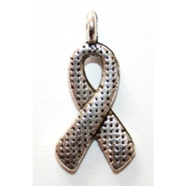 6 x Tibetaans zilveren "Awareness ribbon" bedeltje van 20x10 mm ♥