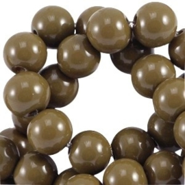 20x Glaskralen opaque 8mm Dark olive green