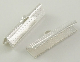 10 x Metalen brede veterklem zilverkleur 35 x 8 x 5mm Gat: 1mm