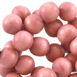 20x Aardse tinten houten kralen rond 8 mm Dark vintage rose