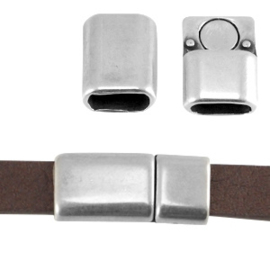 DQ metaal magneetslot 26x12mm voor 10 mm plat leer Antiek zilver (nikkelvrij)