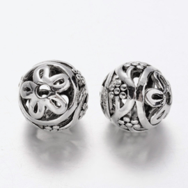 Tibetaans zilveren Bali kraal 18 x 17,5 x 17,5mm, Gat: 1.5mm