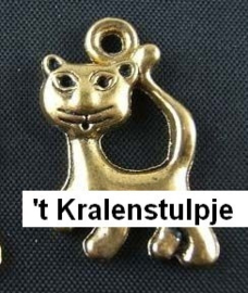 6 x Tibetaans zilveren Poes 21 x 13mm goud