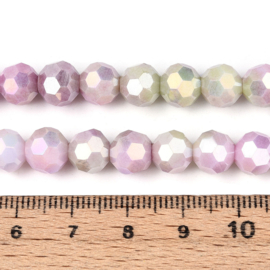1 x Glaskralen streng facetgeslepen rond 7,8-8,2 x 7,8 mm – gat 1 mm – Plum