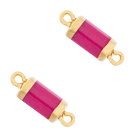 1 x Natuursteen hangers tussenstuk hexagon Magenta purple-gold