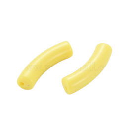 10 x Acryl kralen tube opaque Yellow ca. 32x8mm (gat Ø1.8mm)