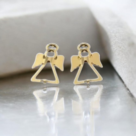 4 x Metalen frame kraal van een Engel, goud kleur, afm.  26 x 19 x 4mm oogje: 2mm