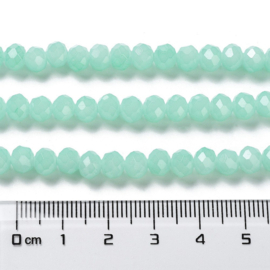 1 x Glaskralen streng facetgeslepen rondelle 8 x 6 mm – gat 1 mm – Pale Turquoise