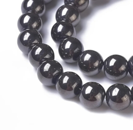 1 x Streng ronde electroplated glaskralen 4 mm – gat 1 mm – zwart – ca. 70 stuks (± 27 cm)