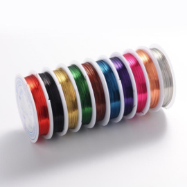 10 rolletjes messing sieradendraad in verschillende kleuren 0,8mm 5 meter per rol (Pakketpost)