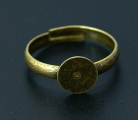 2 x verstelbare geel koper kleur basis ring, diameter c.a.17 mm , maat van de ringdop: 8 mm (Nikkelvrij)