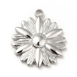 1 x Non-Tarnish RVS 304 Zon of bloem bedeltje 25,5 x 22 x 3mm, oogje: 2.5mm