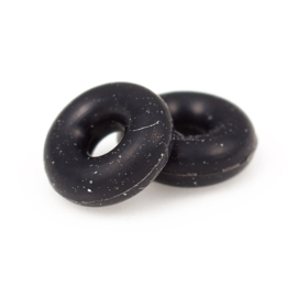 10 x Stopper kralen rubber 3,5x1,5 mm – zwart, gat ca. 1,2 mm