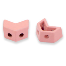 2 x metalen Tile beads arrow Rosette pink  ca. 8x7mm (Ø1.2mm)