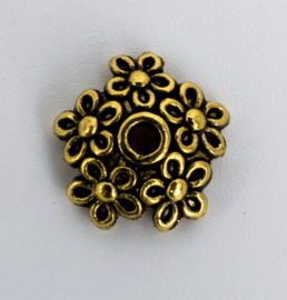 10 X Vergulde kralenkapjes met bloemen 10,4 mm x 1,8 mm