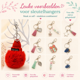 1 x Sleutelhanger met ring en musketonsluiting 60 x 25 mm – ring Ø 25 mm