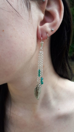 10 x tibetaans zilveren bedel van een blaadje 5 x 21 x 2mm Gat: 2mm