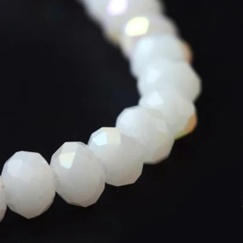 1 x Streng met ca. 72 glaskralen facet rondelle briolette kristal – 12 x 8 mm – gat 1 mm – WhiteSmook AB Plated