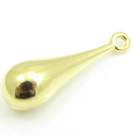 DQ metaal hanger pdruppel 25x8mm goudkleur ,oogje 1.5 mm (Nikkelvrij)