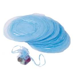 10 x  ronde organza zakje blauw effen, Ø 24 cm (op is op!)