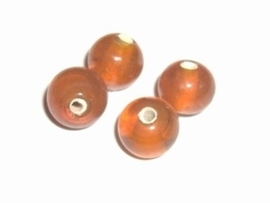 10 x Glaskraal rond 7-8mm cognac