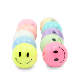 10 x acryl kralen smiley Multicolour  8mm (Ø2.5mm)