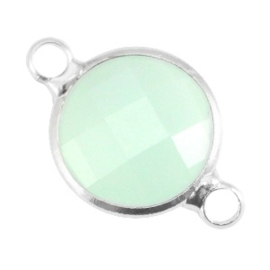 Crystal glas tussenstukken rond 12mm Crysolite green opal-Silver