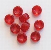 10 Stuks Glaskraal veterkraal transparant-rood 9 mm gat c.a. 3,4 mm