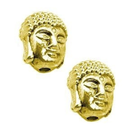 2 x Metalen Kraal Buddha 11x9x8 mm Goudkleur Ø1.5 mm