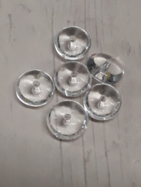 5 x transparante glaskraal discvormig 9x4mm gat:1mm (gat in het midden)