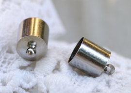 10 stuks messing cord caps 9 x 13mm binnenzijde 8mm gat: 1,2mm Platinum