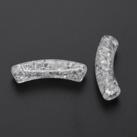 10 x Acryl kralen tube crackle wit  ca. 32x8mm (gat Ø1.6mm)