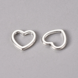 10 x Tibetaans zilveren gesloten ringen hartvorm  10 x 10mm x 1mm