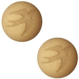 3 x Cabochon Polaris vogel matt 20 mm Matt  greige