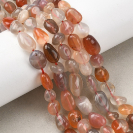 10 x Edelsteen kralen Agaat nugget ca. 6–12 x 5–8,5 x 4–8 mm – gat 0,8–1 mm – naturel