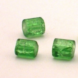 30 stuks crackle glas kralen cilinder vorm 7 x 8mm groen
