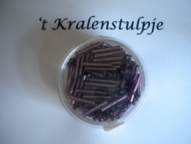 Pracht - glasstiften buisjes met zilverinslag 15mm 17 gram lila