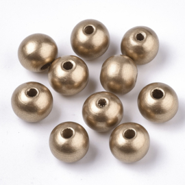 20 x Houten kralen rond 8mm 8 x 7mm gat: 2,5mm goudkleur