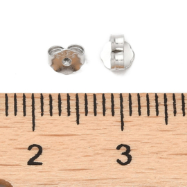 1 paar 925 sterling zilveren oorbelstoppers 4,5 x 4 x 2 mm – gat ca. 0,9 mm – real platinum plated