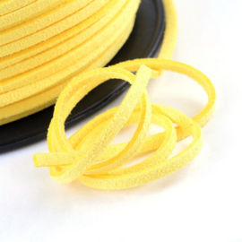 2 meter Faux suède veter  breed  3mm kleur: Yellow