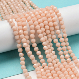 1 x Glaskralen streng facetgeslepen rond 4 mm – gat 0,7 mm – PeachPuff