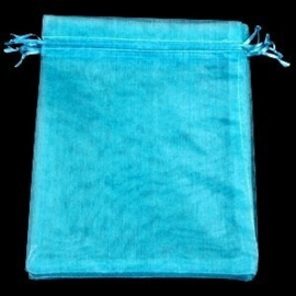 24 stuks organza zakjes 7x10cm Turquoise (op is op!)