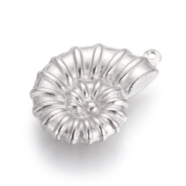 1 x  Non-Tarnish RVS 304 Schelp Bedeltje 21 x 15 x 4~4,1mm, Oogje: 1mm