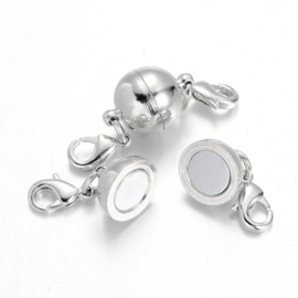 1 x Magneetsluiting met karabijnsluitingen zilverkleur – 15 x 10 mm (Nikkelvrij)