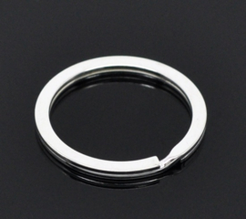 2 x Metalen Sleutelhanger Ring 25 mm Zilver